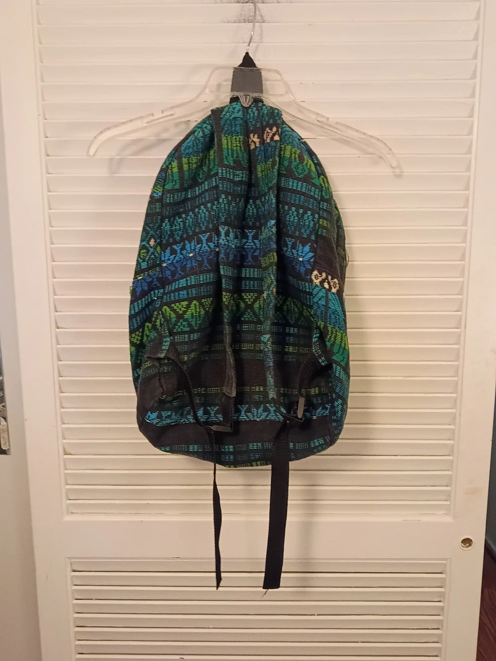 Woven Patterned Men's Backpack in Teal and Green